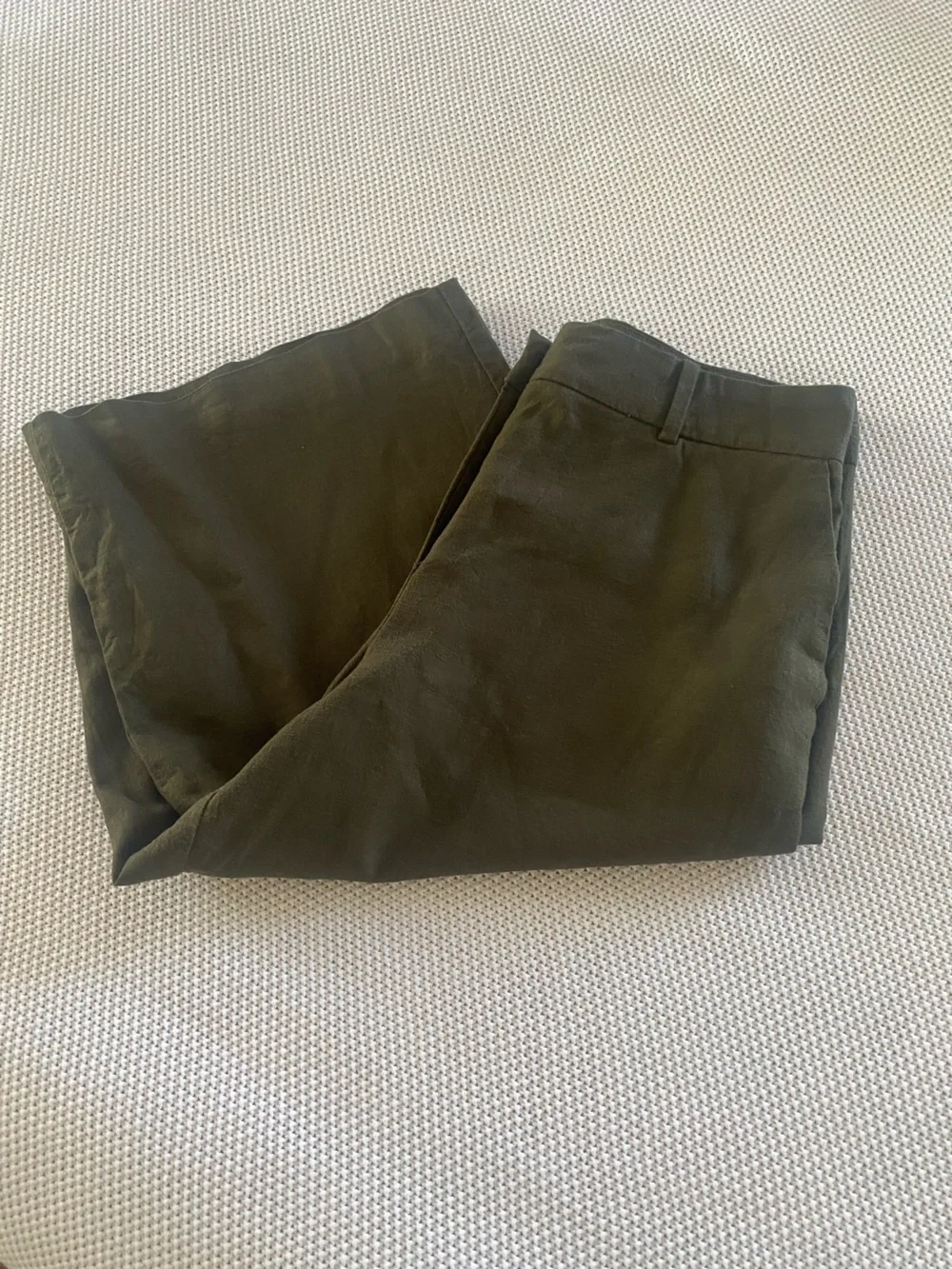 Zara Olive Linen Blend Wide Leg Capri Pants Medium
